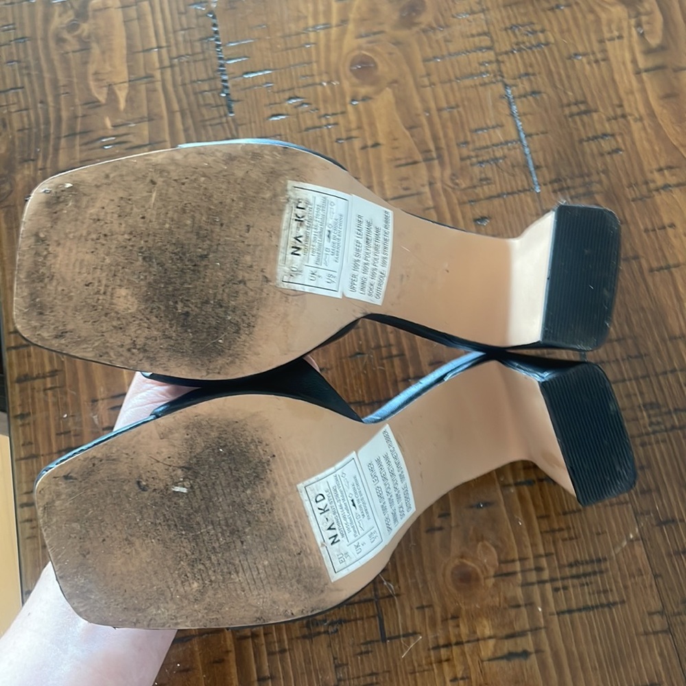 NA-KD Flared Heel Leather Mules - Picture 7 of 9